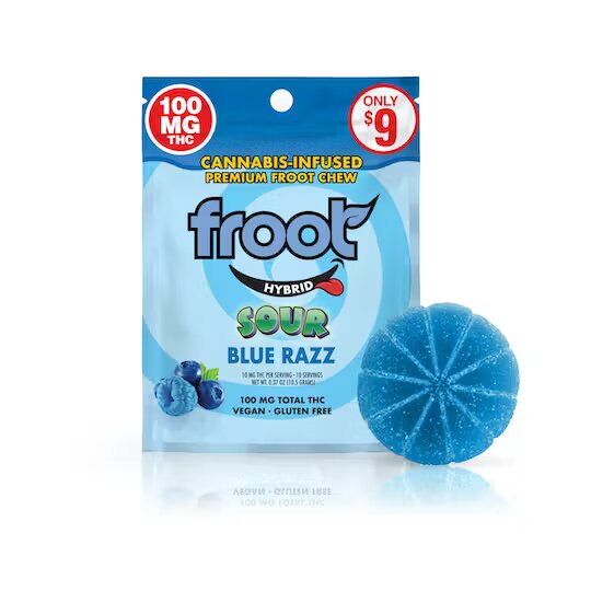 Photograph of product: Blue Razz Sour Gummies Froot