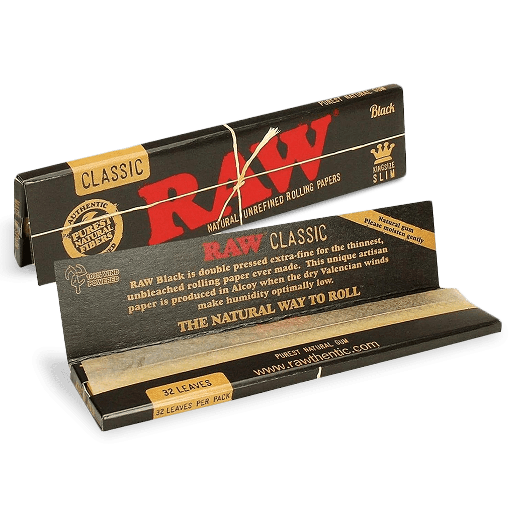 Photograph of product: RAW Black Rolling Papers | King Size Slim