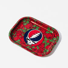 Photograph of product: Blazy Susan x Grateful Dead Small Metal Rolling Tray Bertha Roses