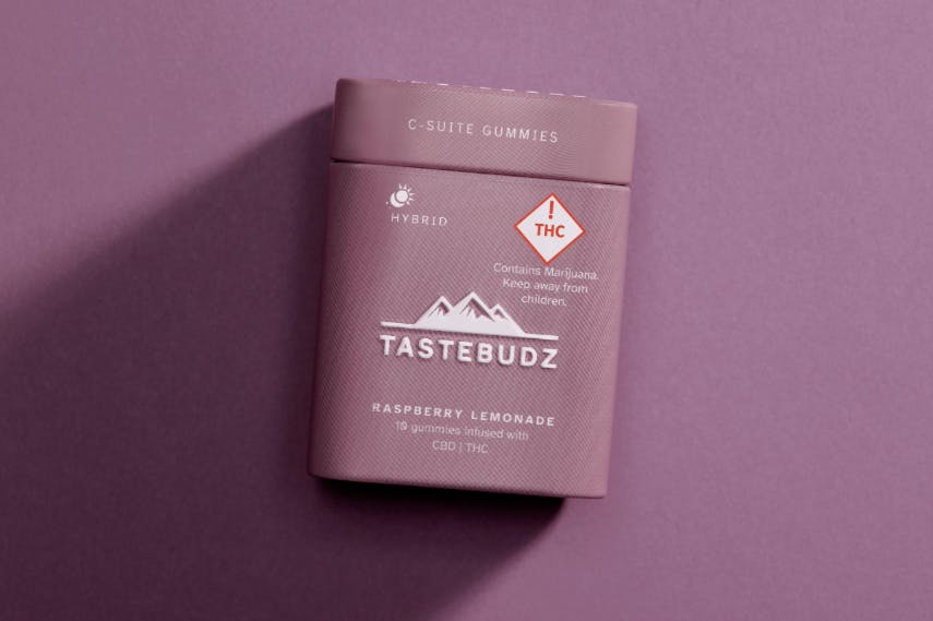 Photograph of product: Tastebudz Raspberry Lemonade Rosin Gummies 1000mg CBD 20mg TH-oui