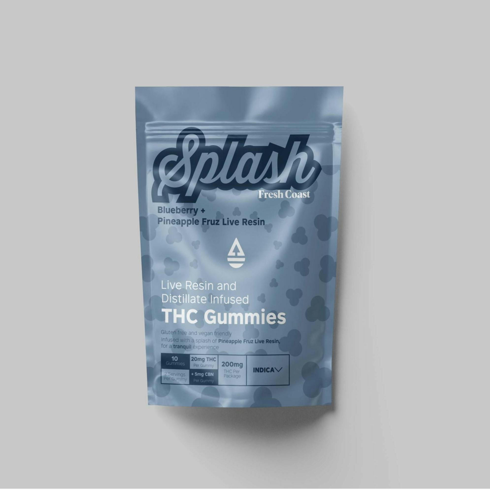 Photograph of product: Blueberry/Pineapple Fruz | Splash TH-oui Gummies 200mg | Oui'd