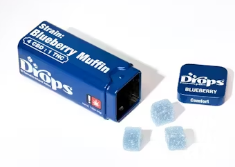 Photograph of product: Drops Blueberry Enhanced 20mg TH-oui 200mg CBD 50mg CBN 20PK Live Rosin Jellies