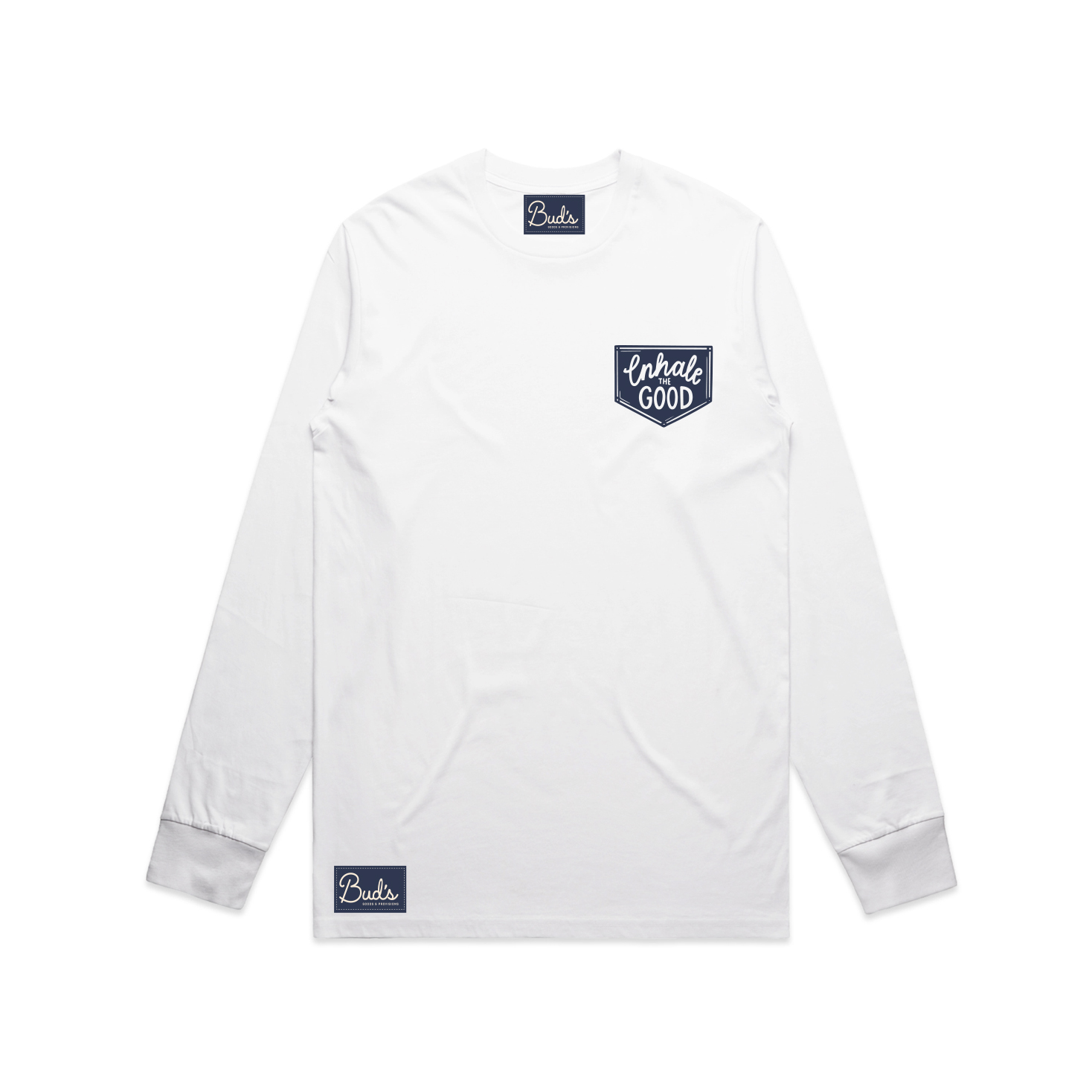 Photograph of product: Bud's Goods - Pennant White Longsleeve - Small