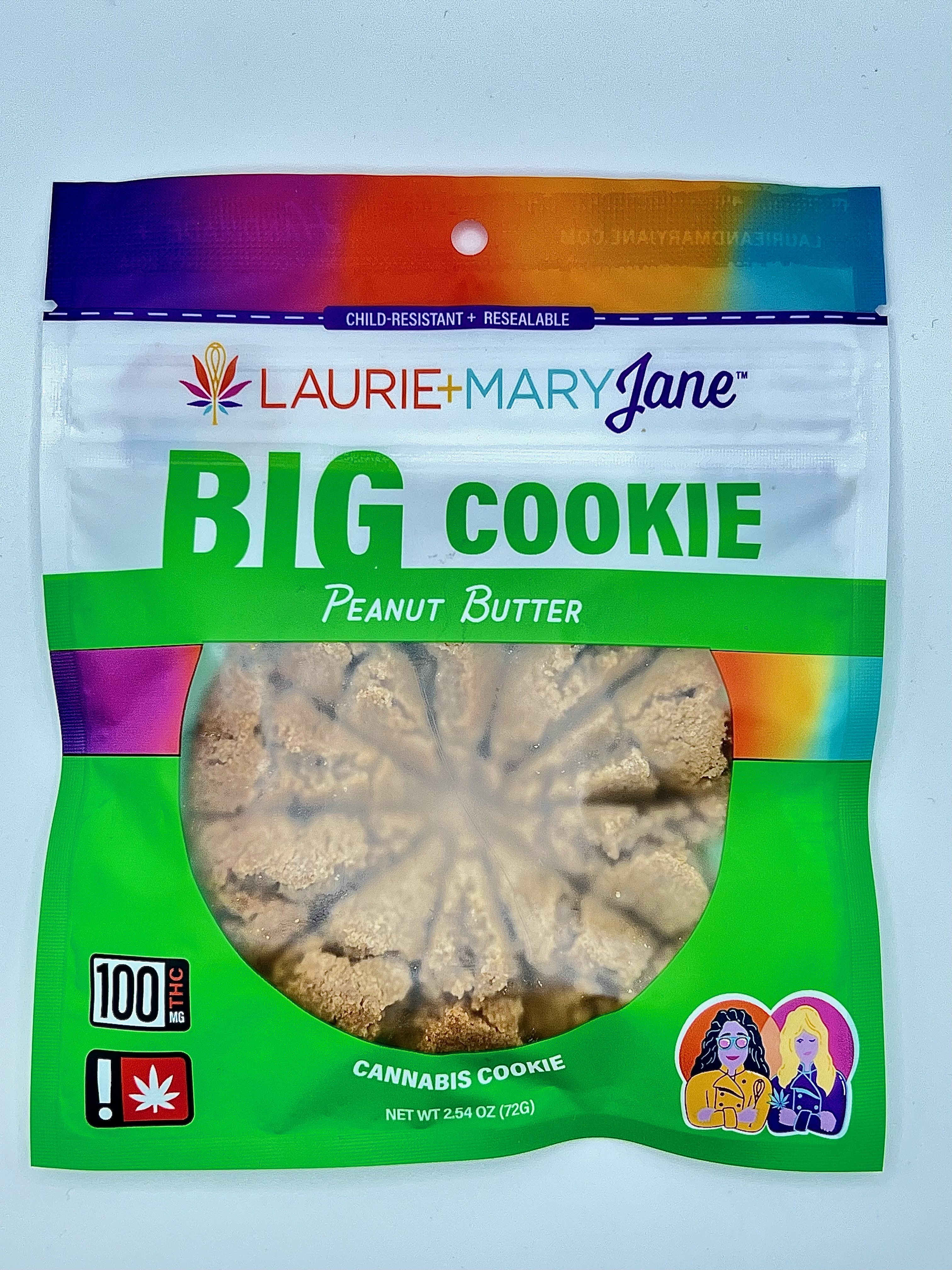 Photograph of product: Laurie & Mary Jane | Peanut Butter | TH-oui | Full Spectrum | 100MG Edible Big Cookie