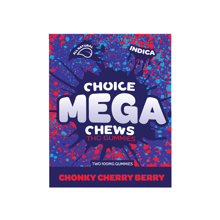 Photograph of product: Chonky Cherry Berry Mega Chews Gummies, Oui'd, 200mg