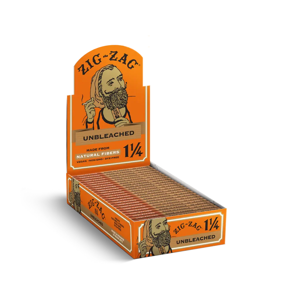 Photograph of product: Zig-Zag Unbleached 1 and 1/4 Rolling Papers