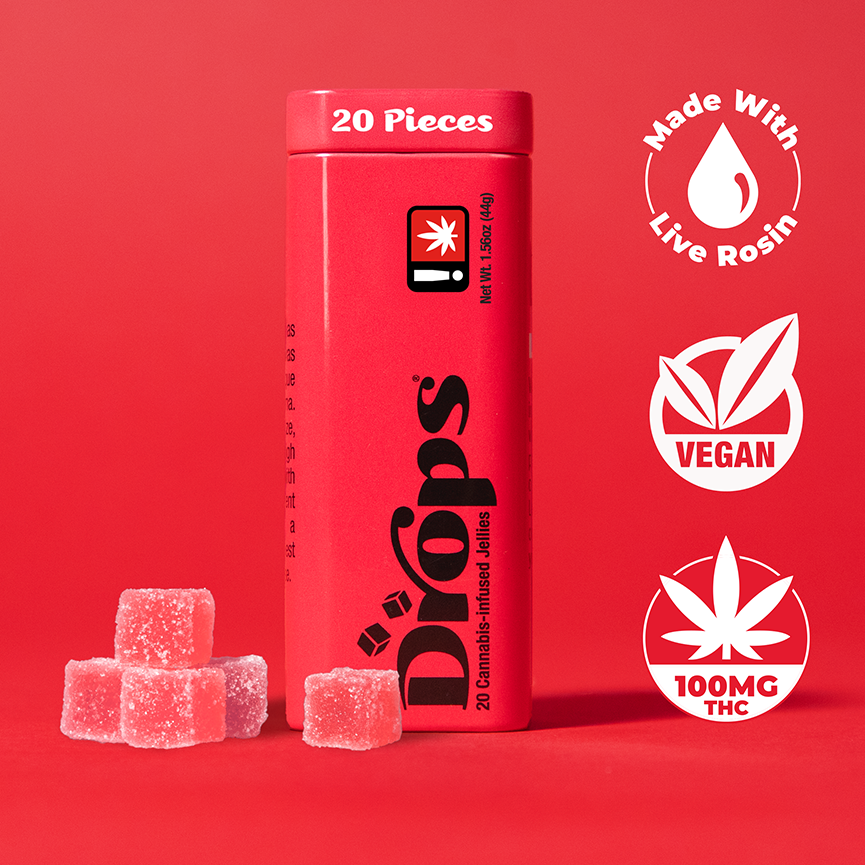 Photograph of product: Drops > 20pc Jellies 100mg > Dreamy > Cherry