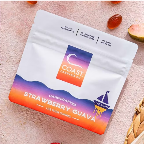 Photograph of product: Strawberry Guava Live Rosin Gummies | Coast Oui'd |