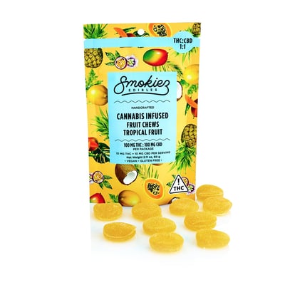 Photograph of product: Smokiez Sweet Tropical Fruit 1:1 Hybrid 10PK