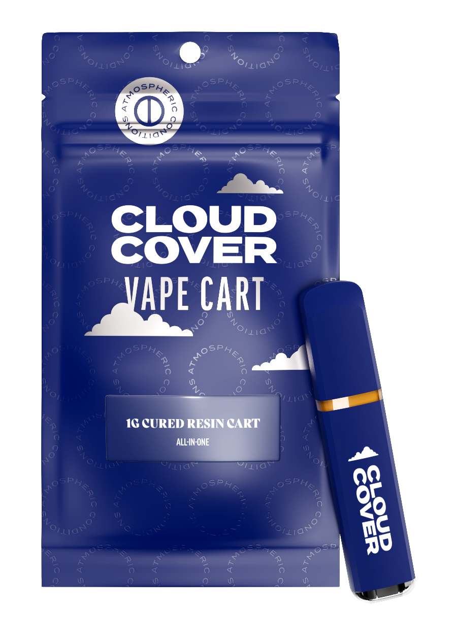 Photograph of product: Cloud Cover | Disposable Vapor Cart | Cured Resin | Frozen Dessert | 1g