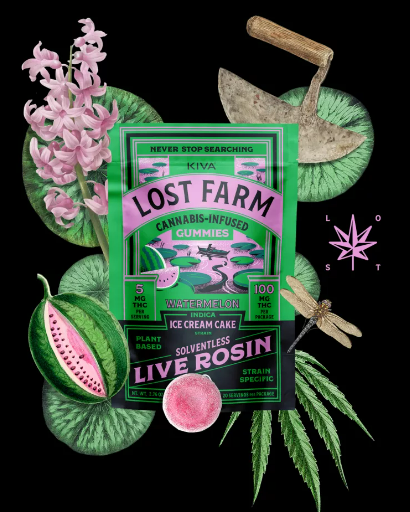 Photograph of product: Live Rosin Gummies | Ice Cream Cake x Watermelon | 100mg | 20 pk | Lost Farm