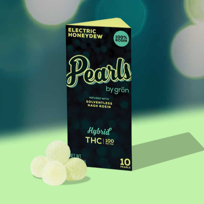 Photograph of product: Pearls | Electric Honeydew Rosin Gummies 10Pk - Hybrid
