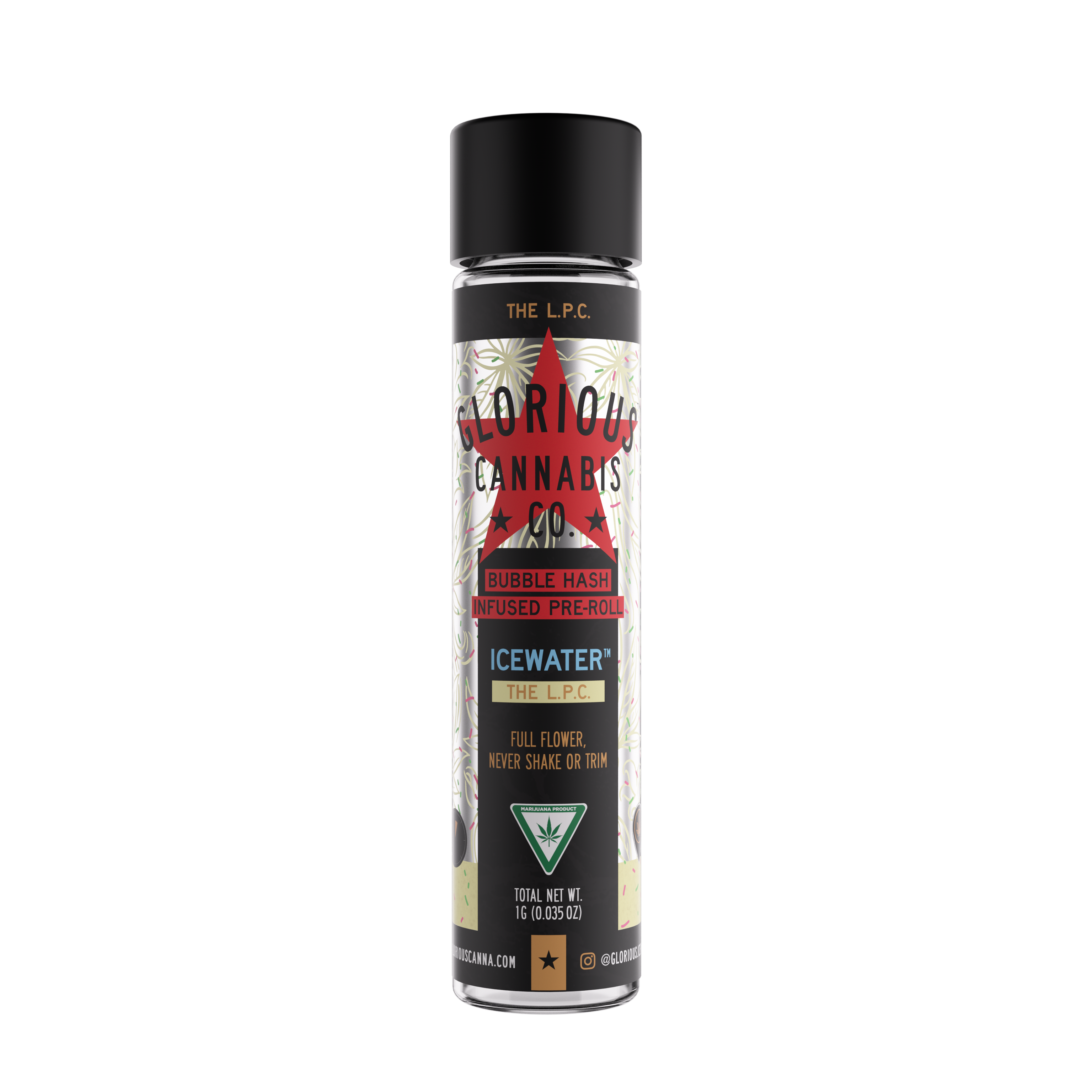 Photograph of product: Glorious - Ice Cream Cake x Lemon Tree Icewater Bubble au chocolat Infused Pre-Roll 1g