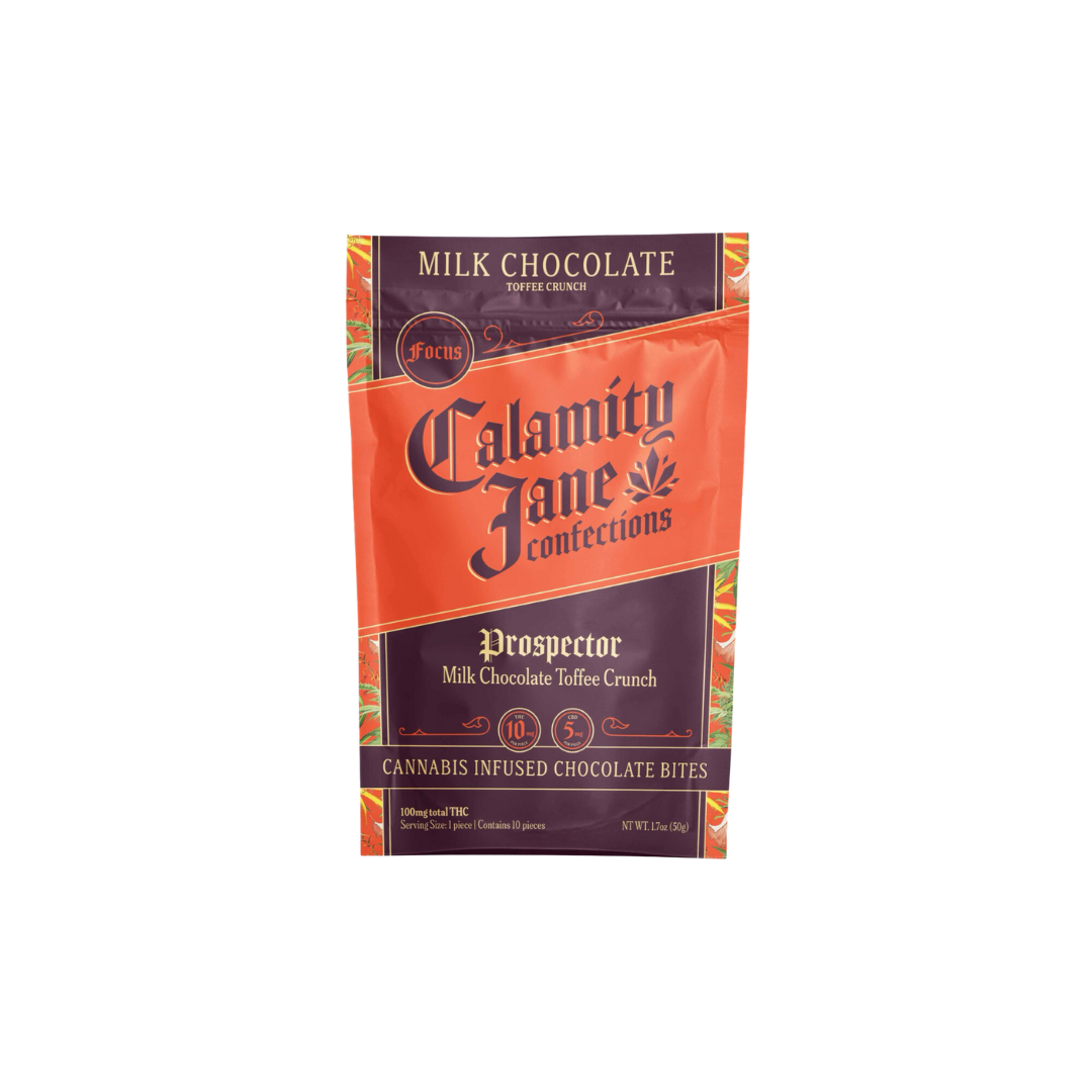 Photograph of product: Dark Star - Chocolate Bites - Calamity Jane Prospector Milk Toffee Crunch (Focus)- 100mg (2:1) (TH-oui:CBG)