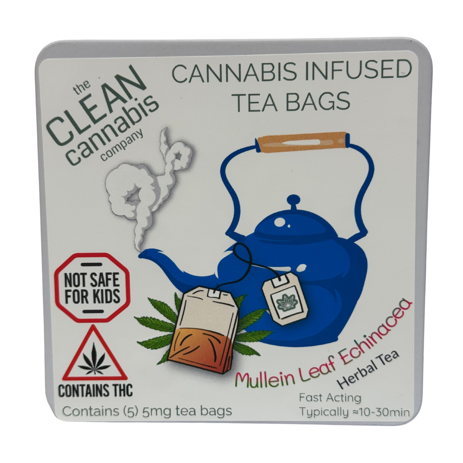 Photograph of Product: Cannabis Infused Fast Acting Tea Bags - Mullein Echinacea  I 25mg I The Clean Cannabis Company