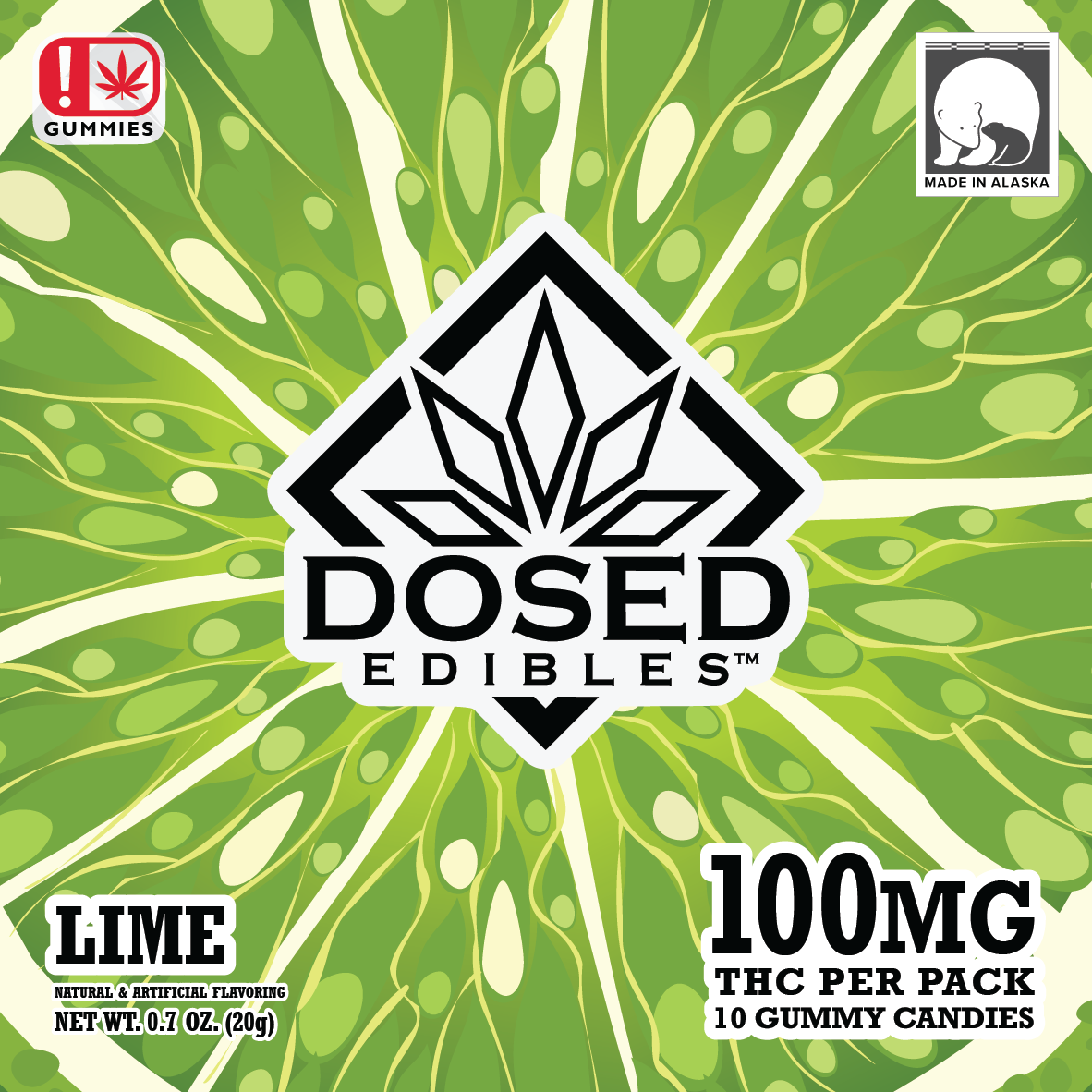 Photograph of product: 100mg Lime Gummies