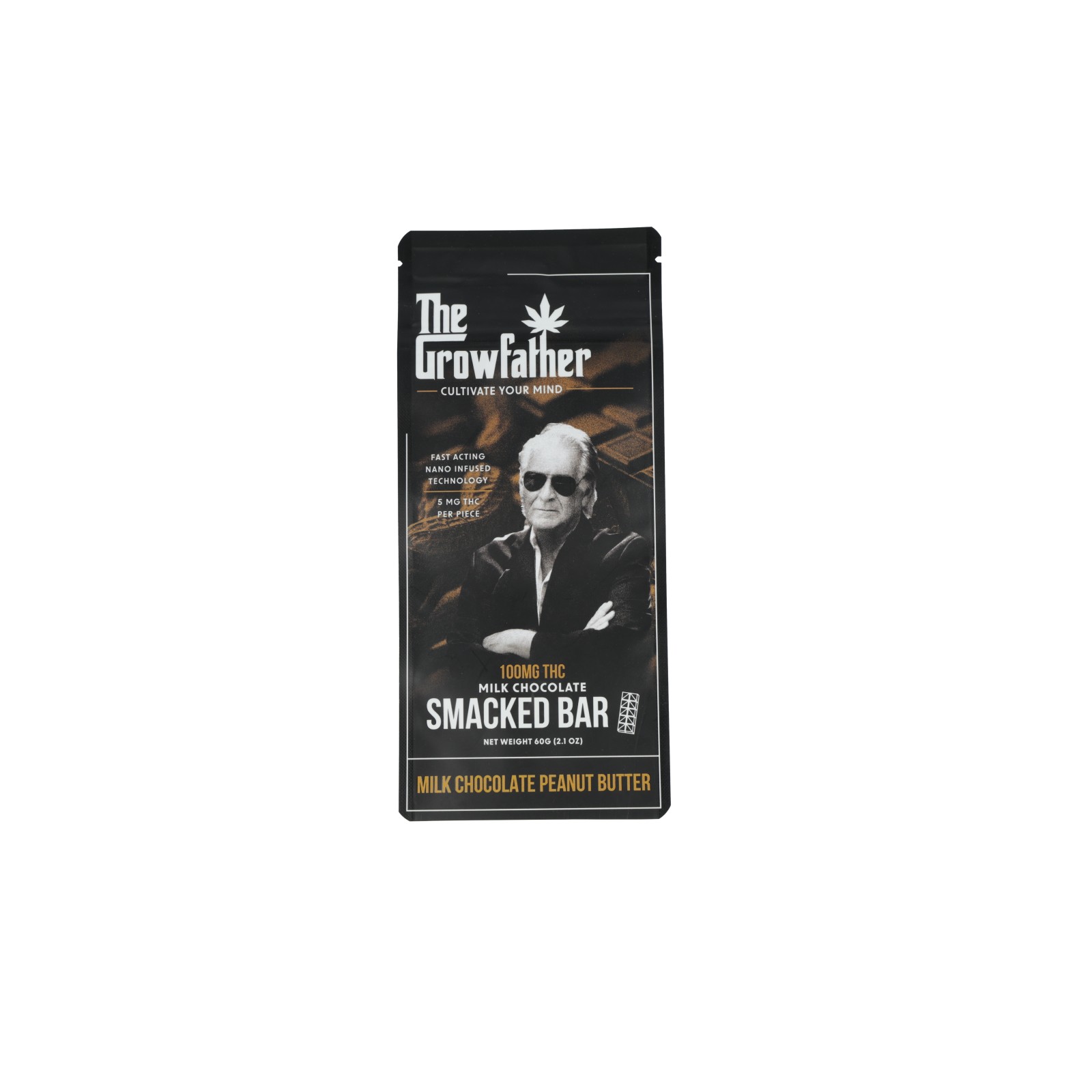 Photograph of product: Growfather | Smacked Peanut Butter Cup Chocolate Bar | 20pc/100mg