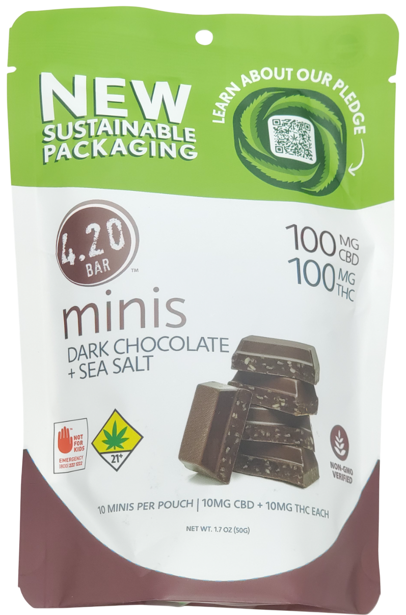 Photograph of product: 4.20 Mini Dark Chocolate Sea Salt 1:1 10pk
