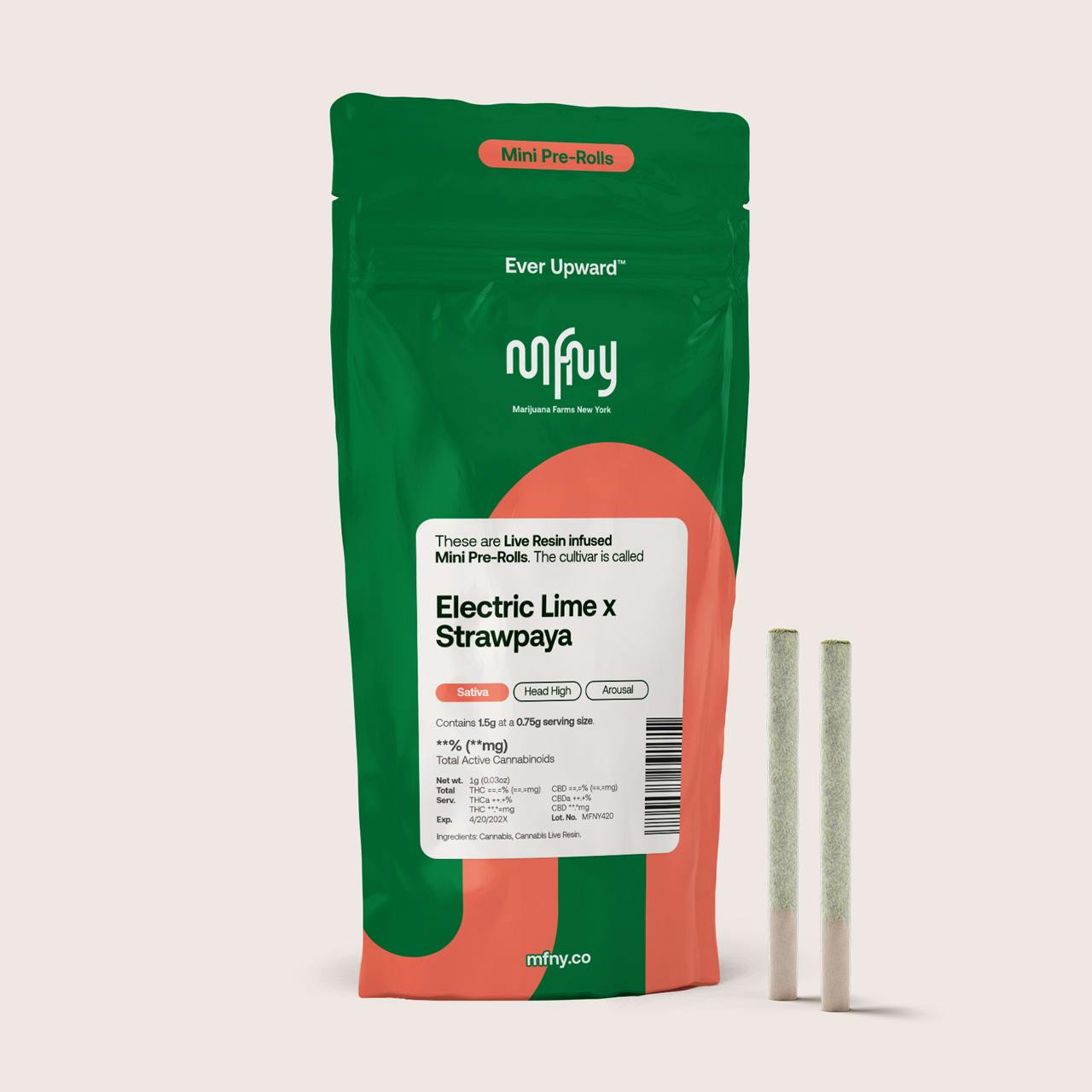 Photograph of product: MFNY | Electric Lime x Strawpaya | Live Resin 2 pck Pre-roll | 1.5g