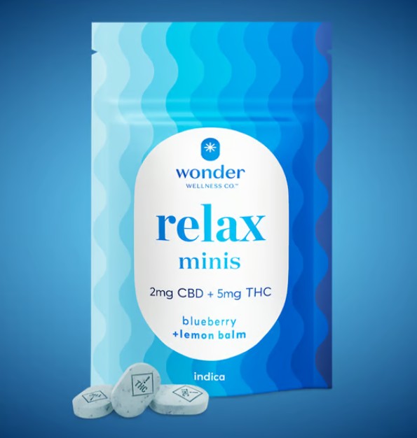 Photograph of product: Relax Mini Troches Blueberry | 5mg TH-oui / 2mg CBD /40 pk