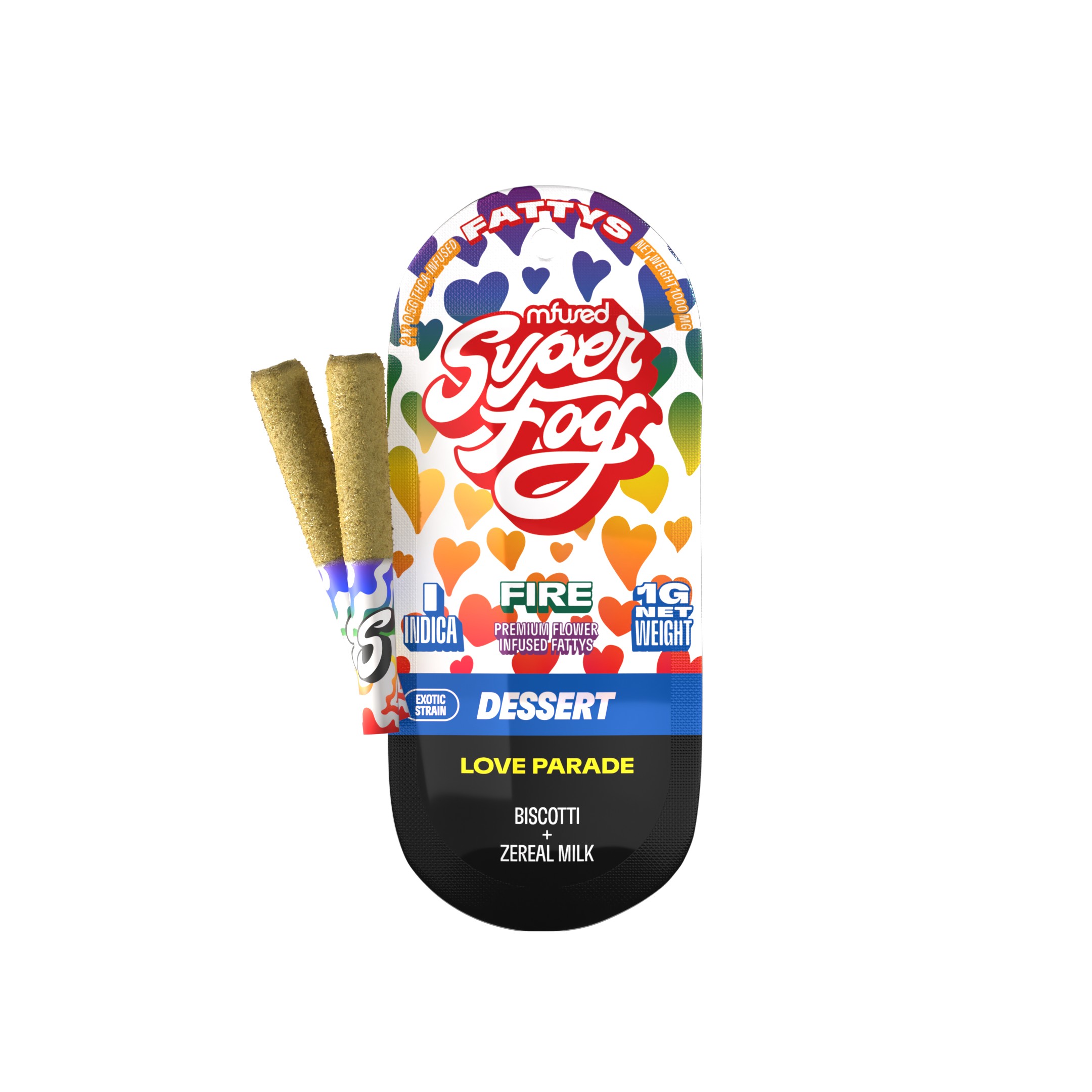 Photograph of product: Super Fog Fire Infused Fattys .5g 2pk Love Parade