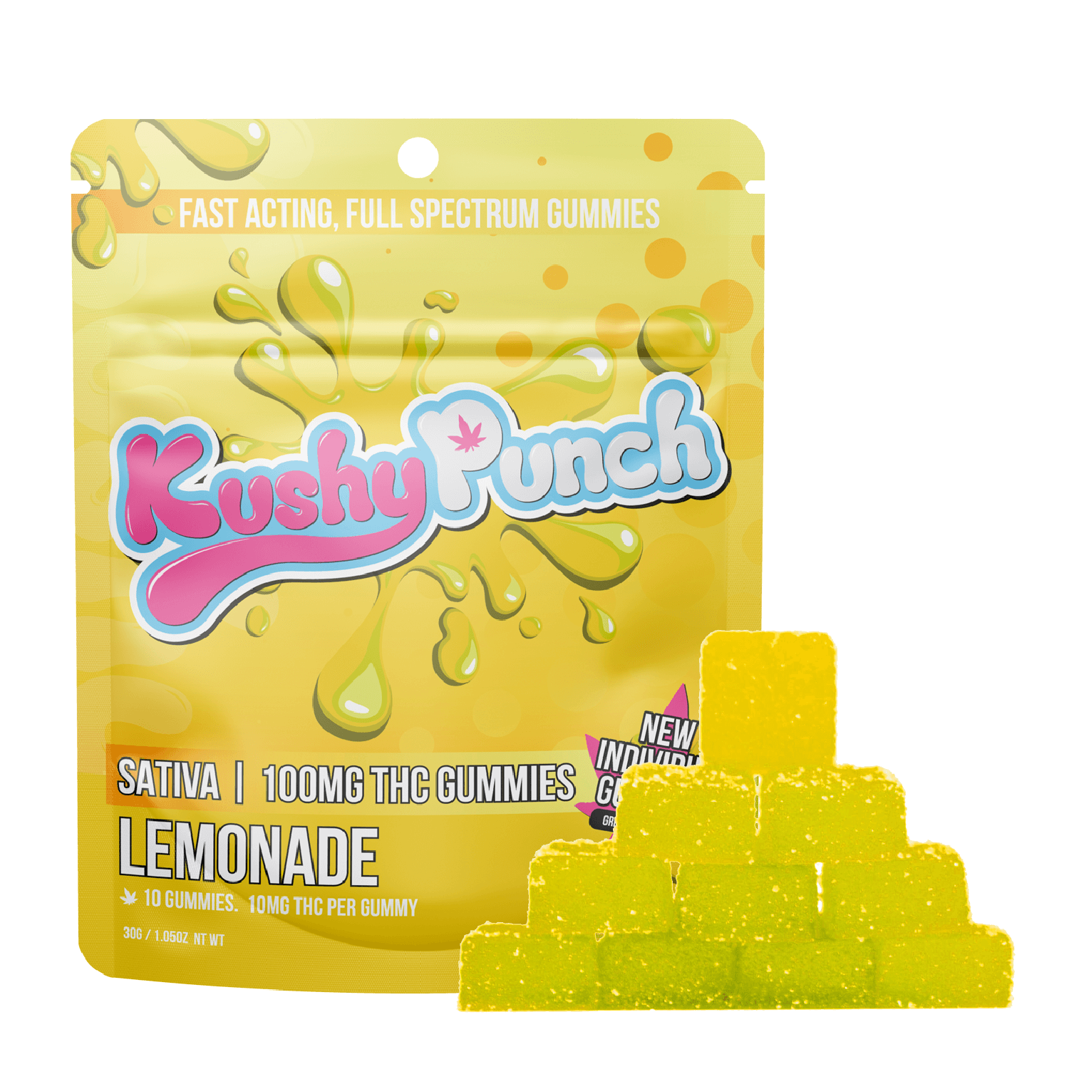 Photograph of product: Kushy Punch Gummies Lemonade 100mg - Oui'd