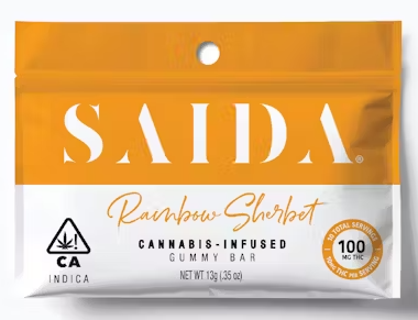 Photograph of product: 100mg Rainbow Sherbet Gummy Bar - Saida