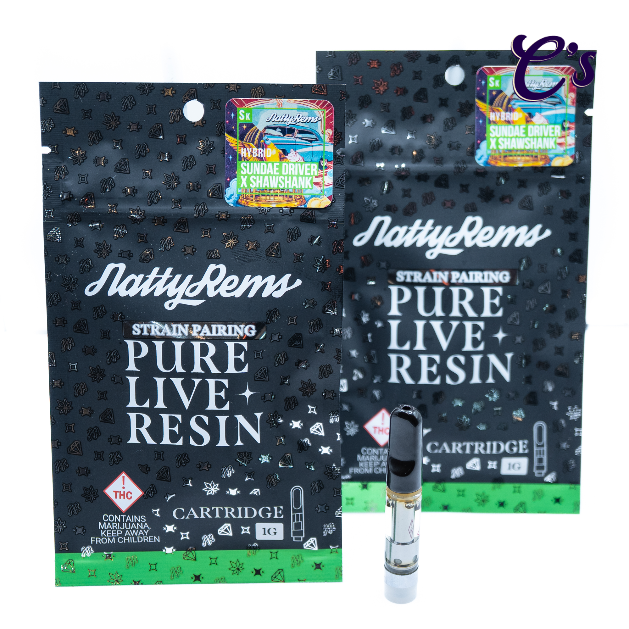 Photograph of product: Natty Rems | Black Tip Live Resin Cart (H) Shawshank x Sundae Driver 1g