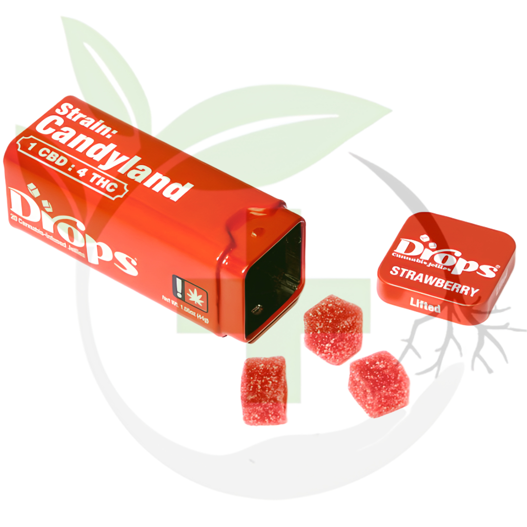 Photograph of product: *Gummy - TF - Drops - 20pc - GLS - Strawberry