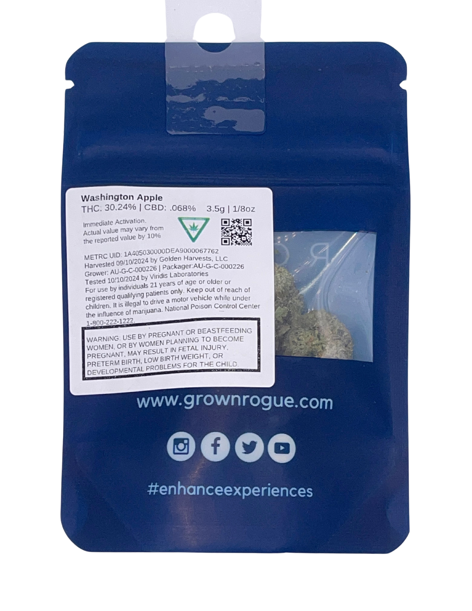 Photograph of product: Grown Rogue | Washington Apple Prepack Flower | REC - 3.5g