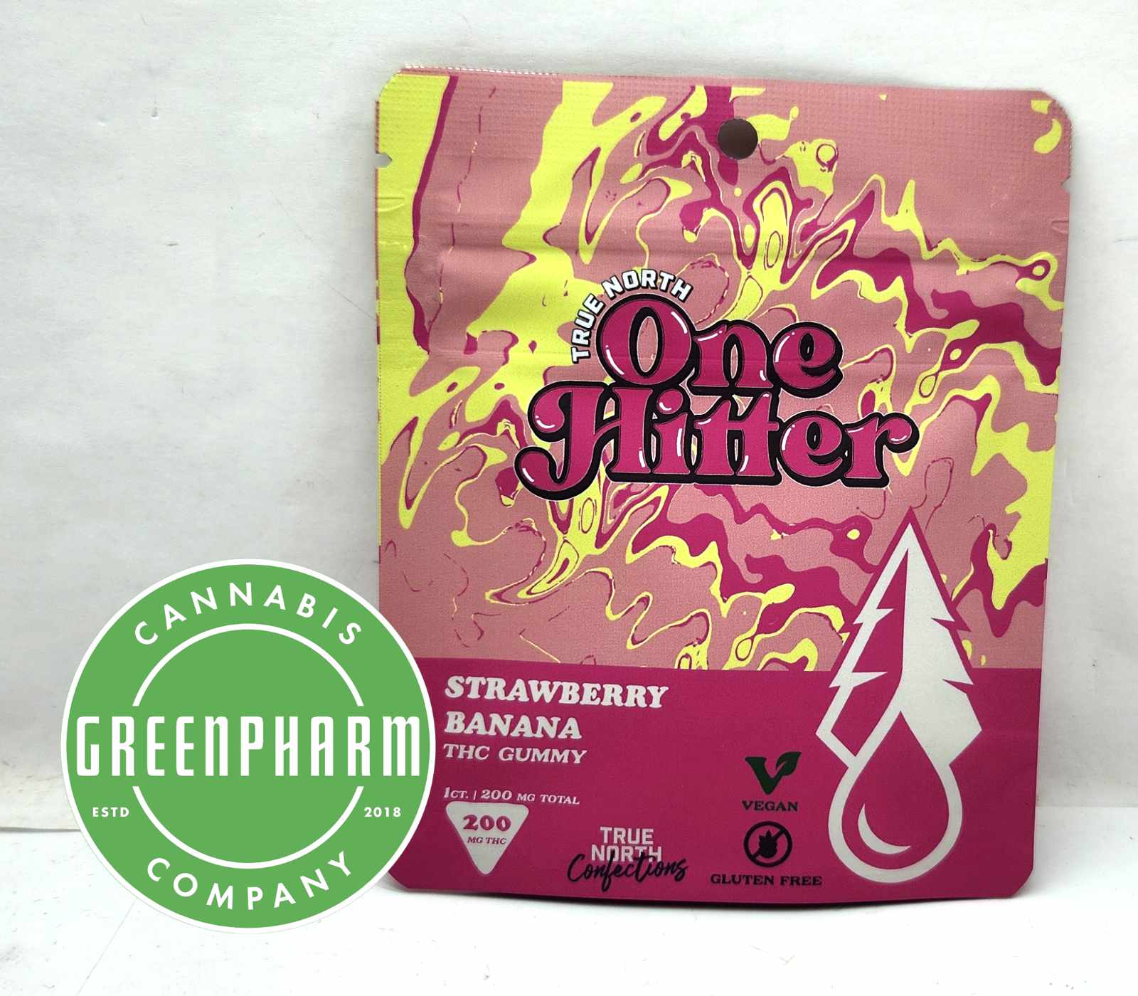Photograph of product: Edible | True North | Strawberry Banana One HItter Gummy | 200mg
