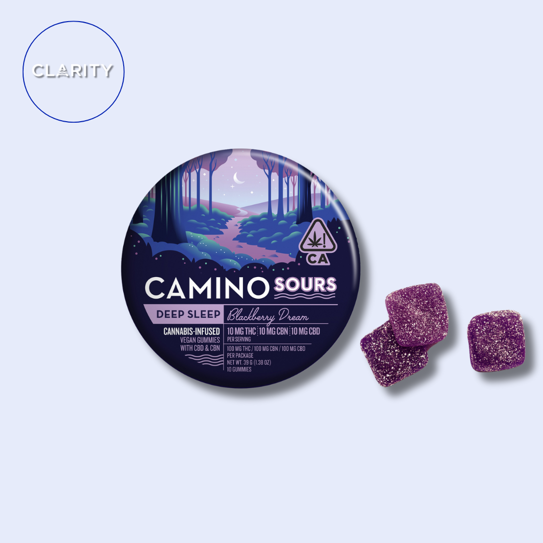 Photograph of product: Camino Sours | 200mg 1:1:1 THC/CBD/CBN Gummies | Blackberry Dream