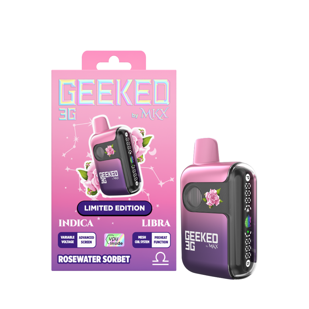 Photograph of product: Geeked by MKX - Rosewater Sorbet Libra Disposable 3g | 2/$50