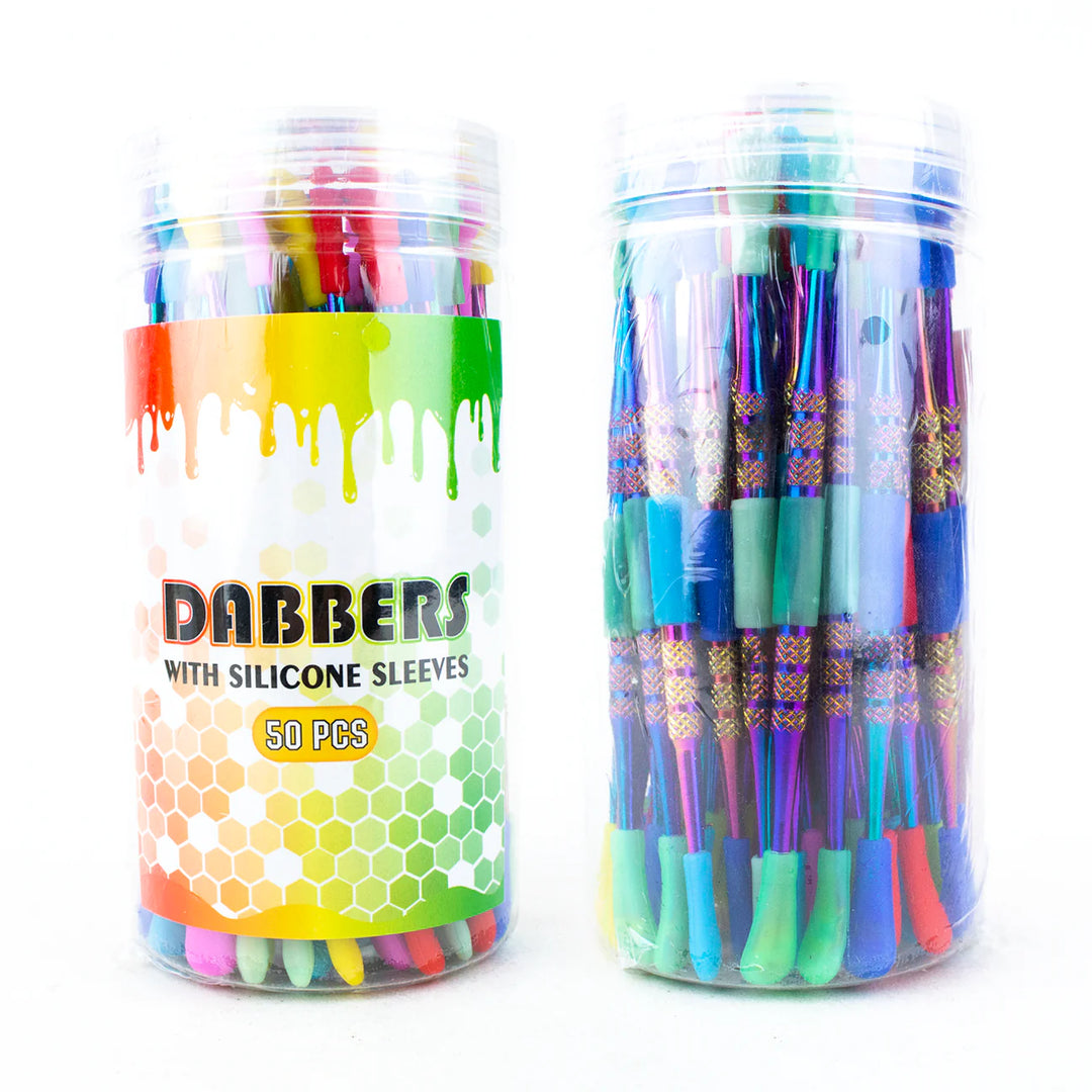 Photograph of product: Dabbers w/ Silicone Sleeves - Rainbow Anodized Stainless Steel