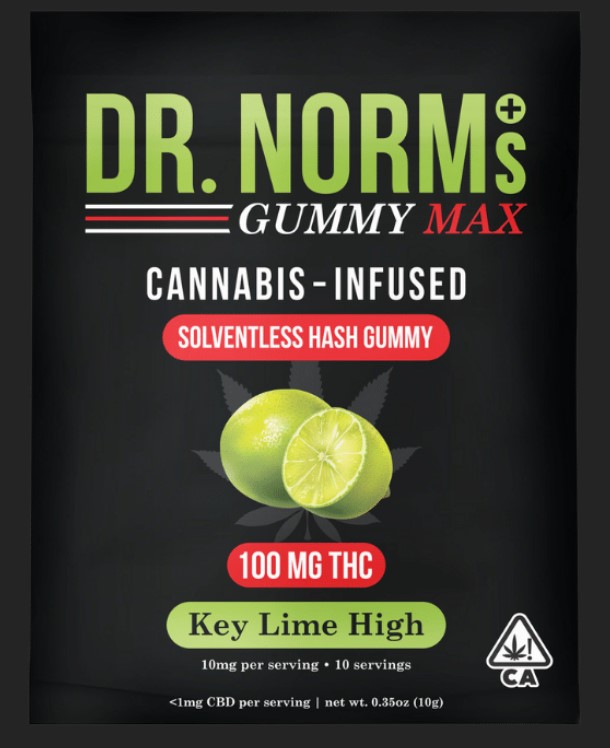 Photograph of product: Dr. Norms Key Lime Gummy Max Solventless au chocolat Gummy 100mg