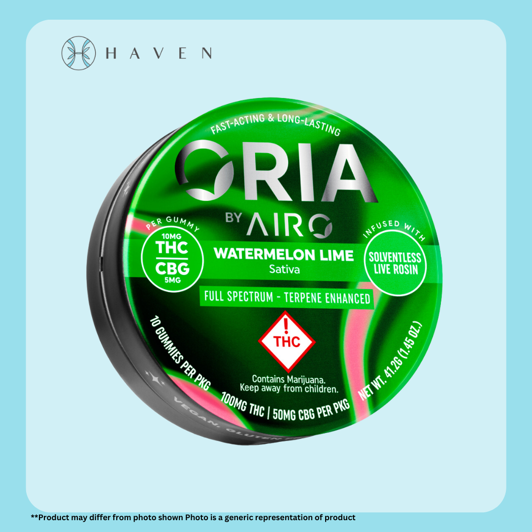 Photograph of product: 10mg TH-oui : 5mg CBG Watermelon Lime gummies (10pk) | ORIA