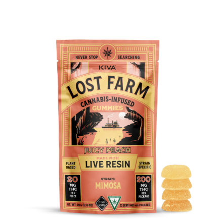 Photograph of Product: 200MG LOST FARMS JUICY PEACH LIVE RESIN GUMMMIES