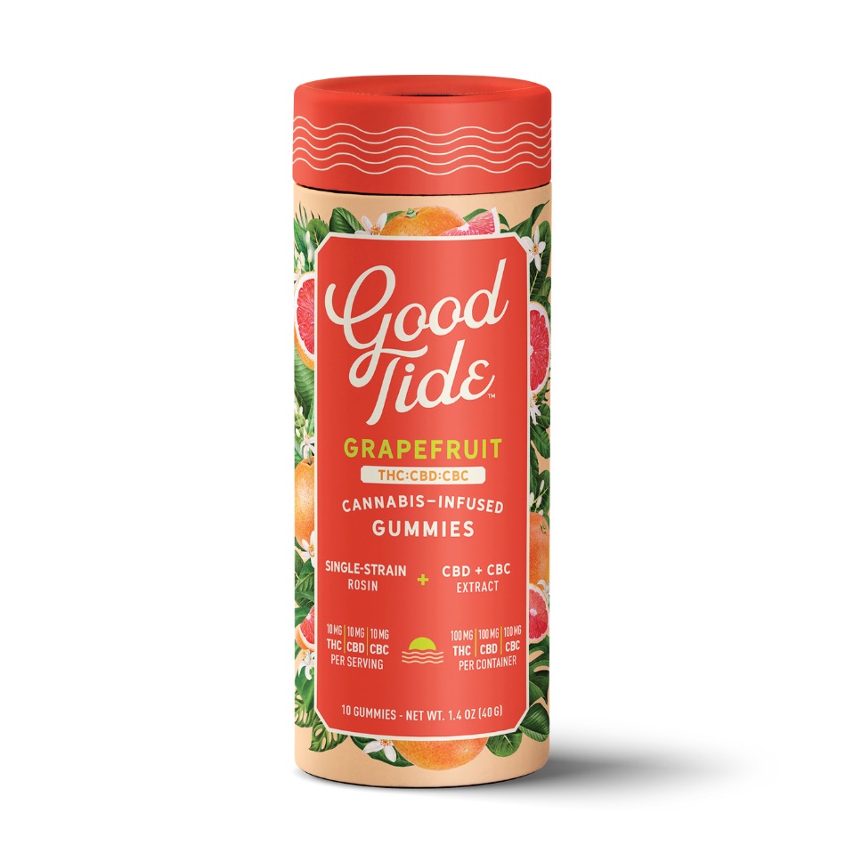 Photograph of product: Grapefruit (S) - (1:1:1 TH-oui:CBD:CBC) 100mg Rosin Gummies - Good Tide