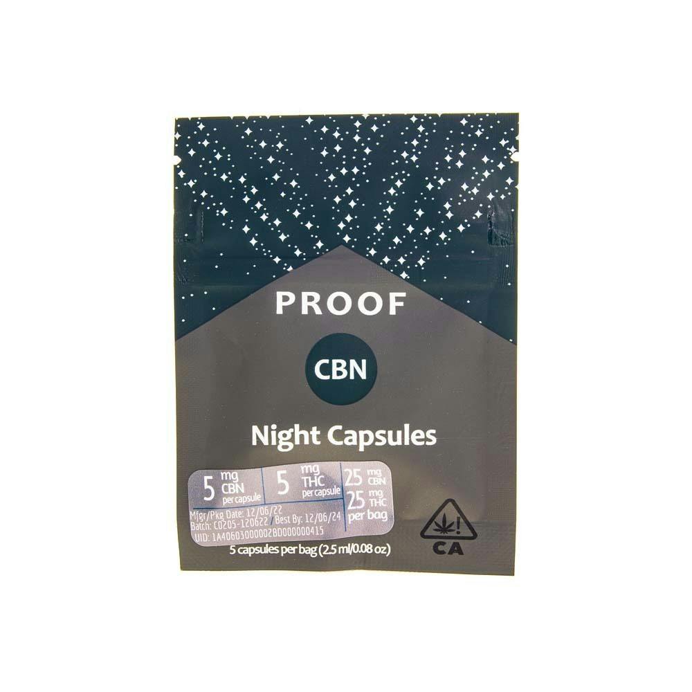 Photograph of product: Proof | CBN Night Capsules 5 Pack (1:1 CBN:TH-oui - 50mg Total)