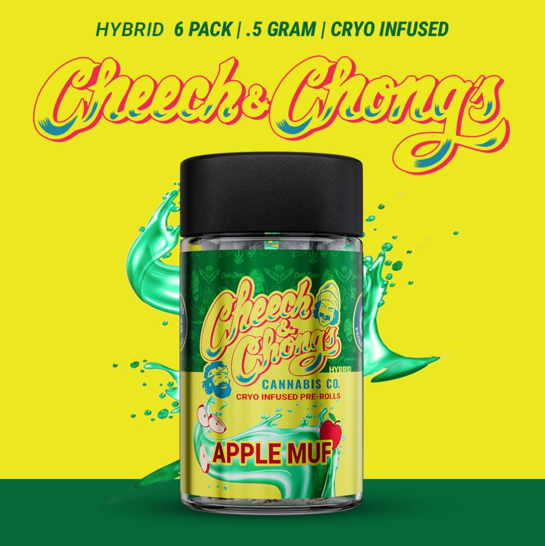 Photograph of product: Cheech & Chong's - Apple Muf 6-Pack 0.5g Cryo Infused Pre-Rolls