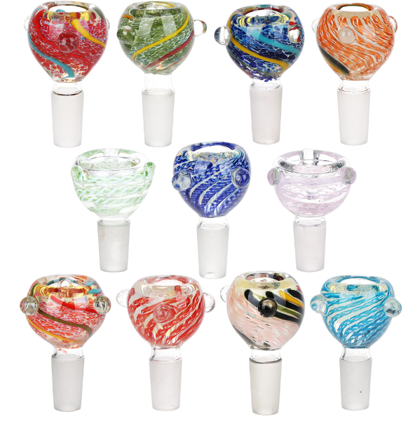 Photograph of product: Stripe Swirl Bubble Style Herb Slide | 14mm M | Colors Vary | A1495