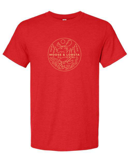 Photograph of product: Moose & Lobsta | Red/Gold Crew T-shirt Large