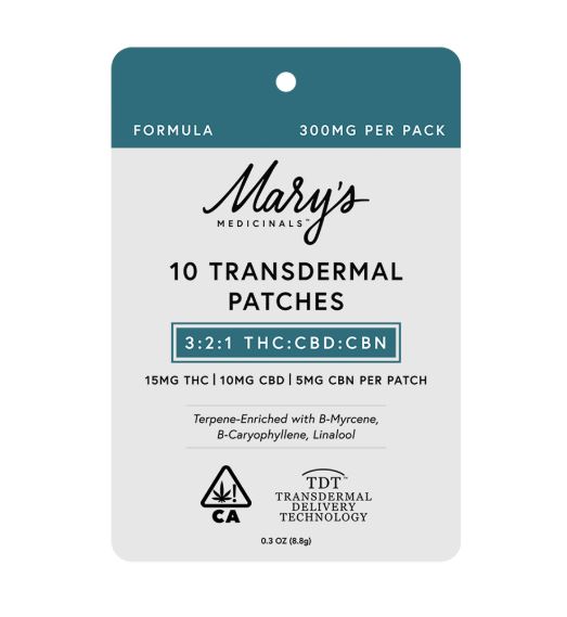 Photograph of product: Marys Medicinals Transdermal Patches 10PK Formula 3:2:1 300MG