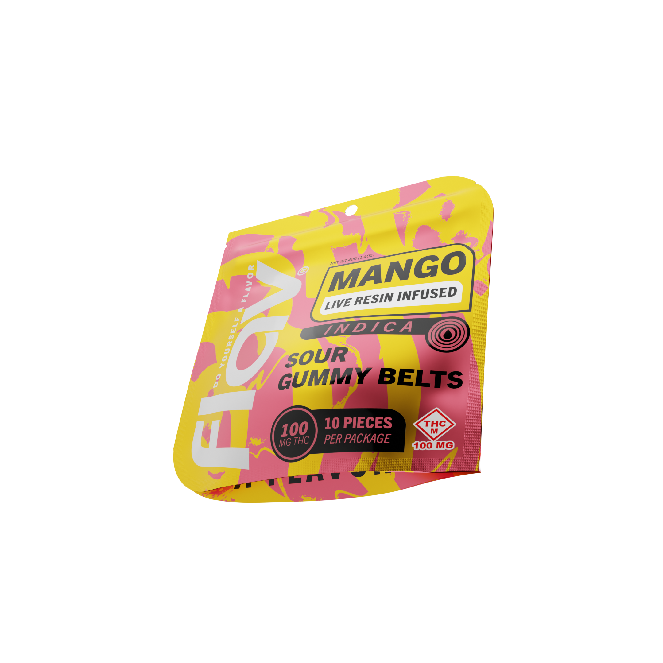 Photograph of product: Flav - Live Resin Gummy Belt Sour Mango 10pk - 100mg