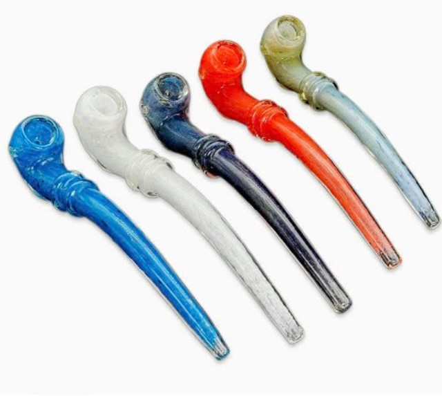 Photograph of product: 8" Deep Fumed And Frit Double Rim Sherlock Hand Pipe