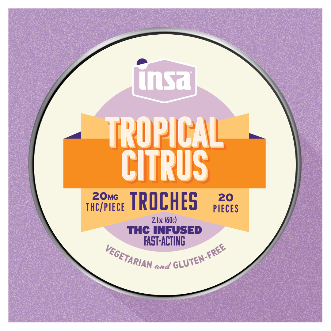 Photograph of product: RSO Tropical Citrus Troches 400mg (20-Pack | 20mg Each)