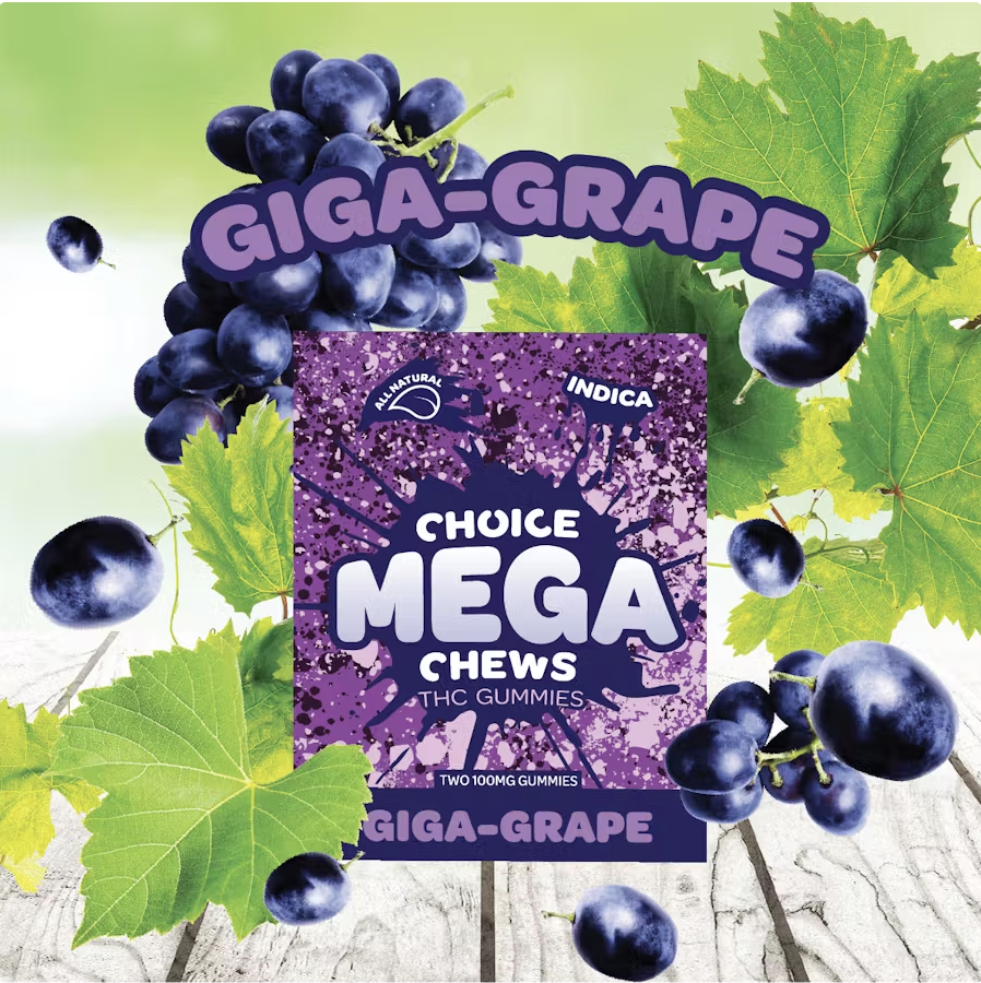 Photograph of product: Choice- Giga-Grape- 200mg Mega Gummy