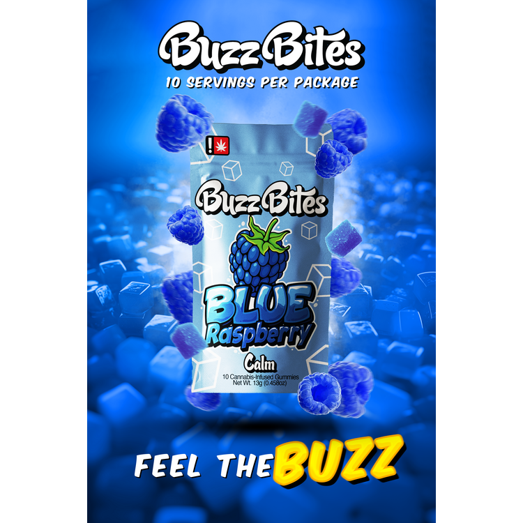 Photograph of product: Buzz Bites 100mg Blue Raspberry Calm