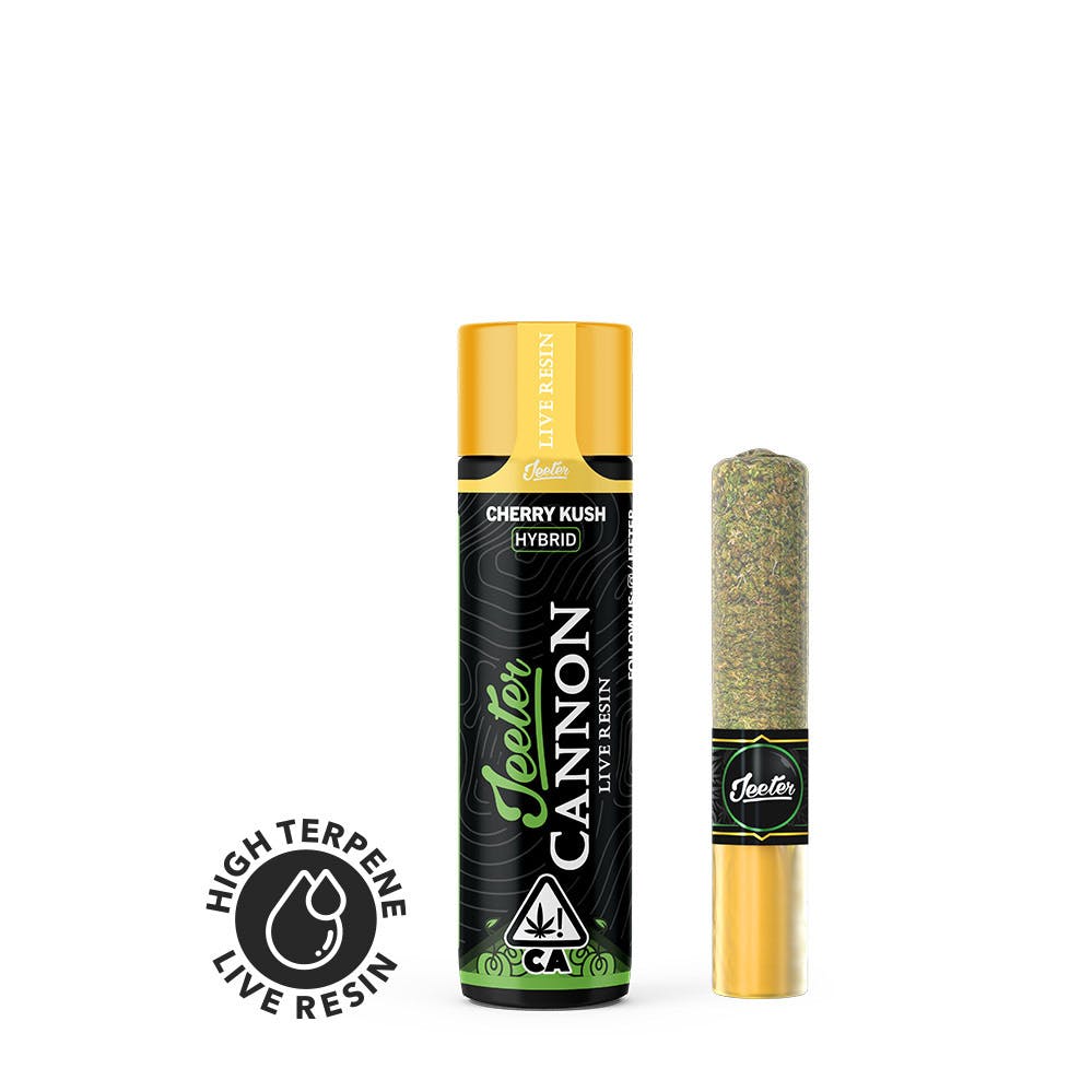 Photograph of instaPanelPhoto: Jeeter - Baby Cannon - Cherry Kush - Live Resin - Infused Joint - 1.3g