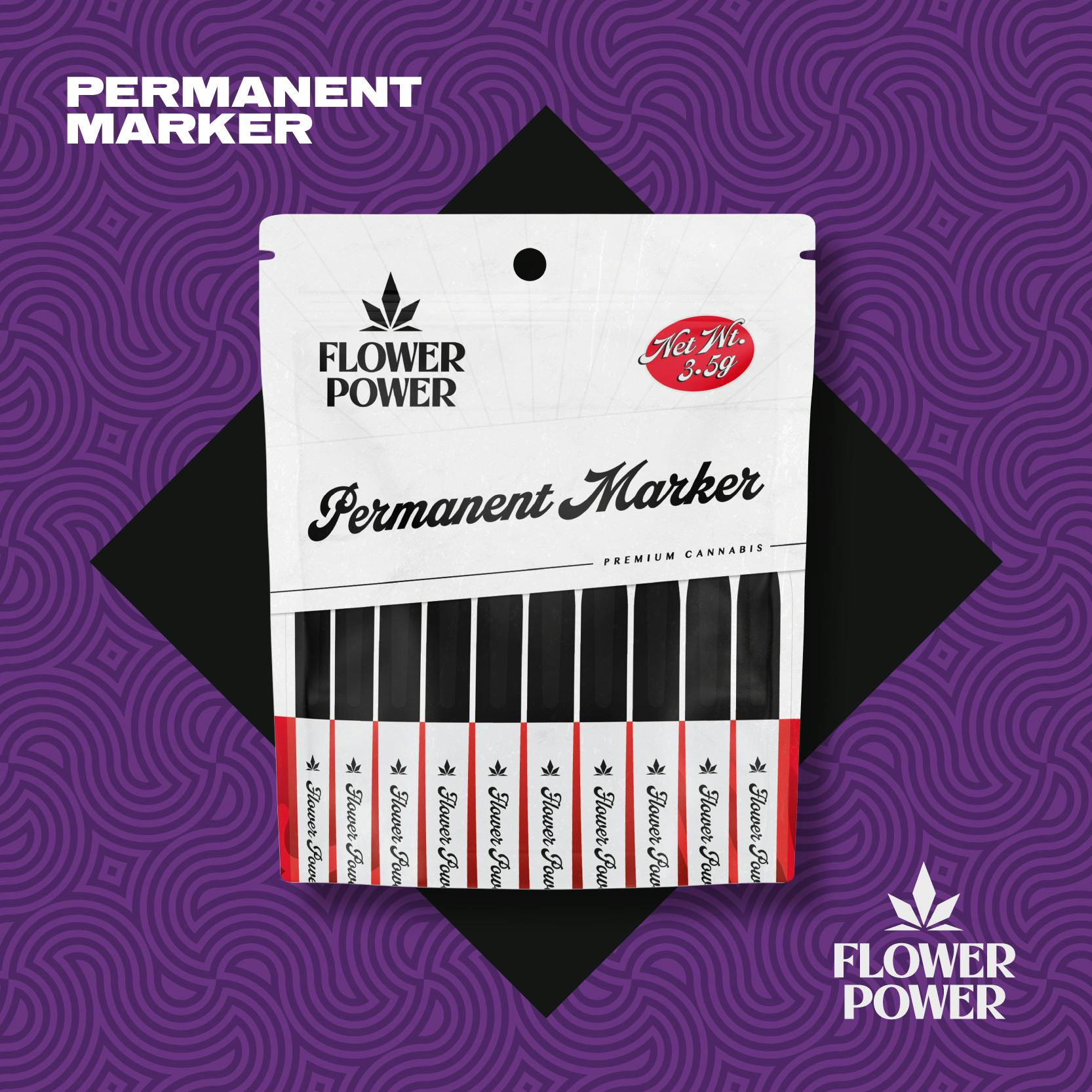 Photograph of product: Flower Power Oui'd | 3.5g Prepackaged Flower | Permanent Marker